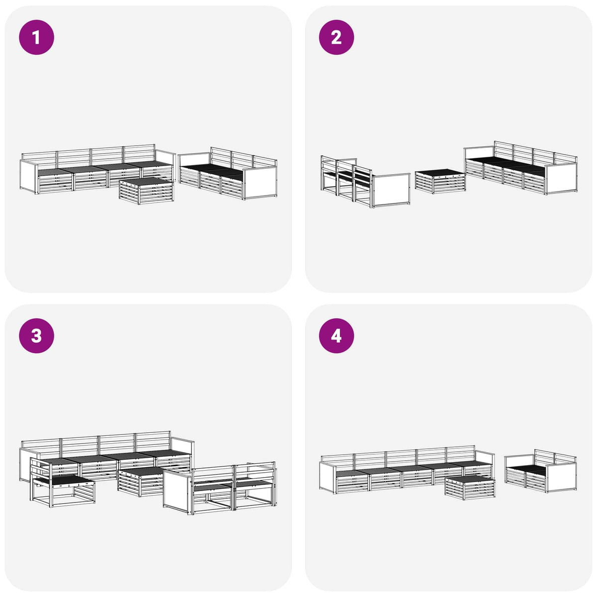 Set vanjskih sofa 8 pcs Prirodna 79 x 79 x 37 cm
