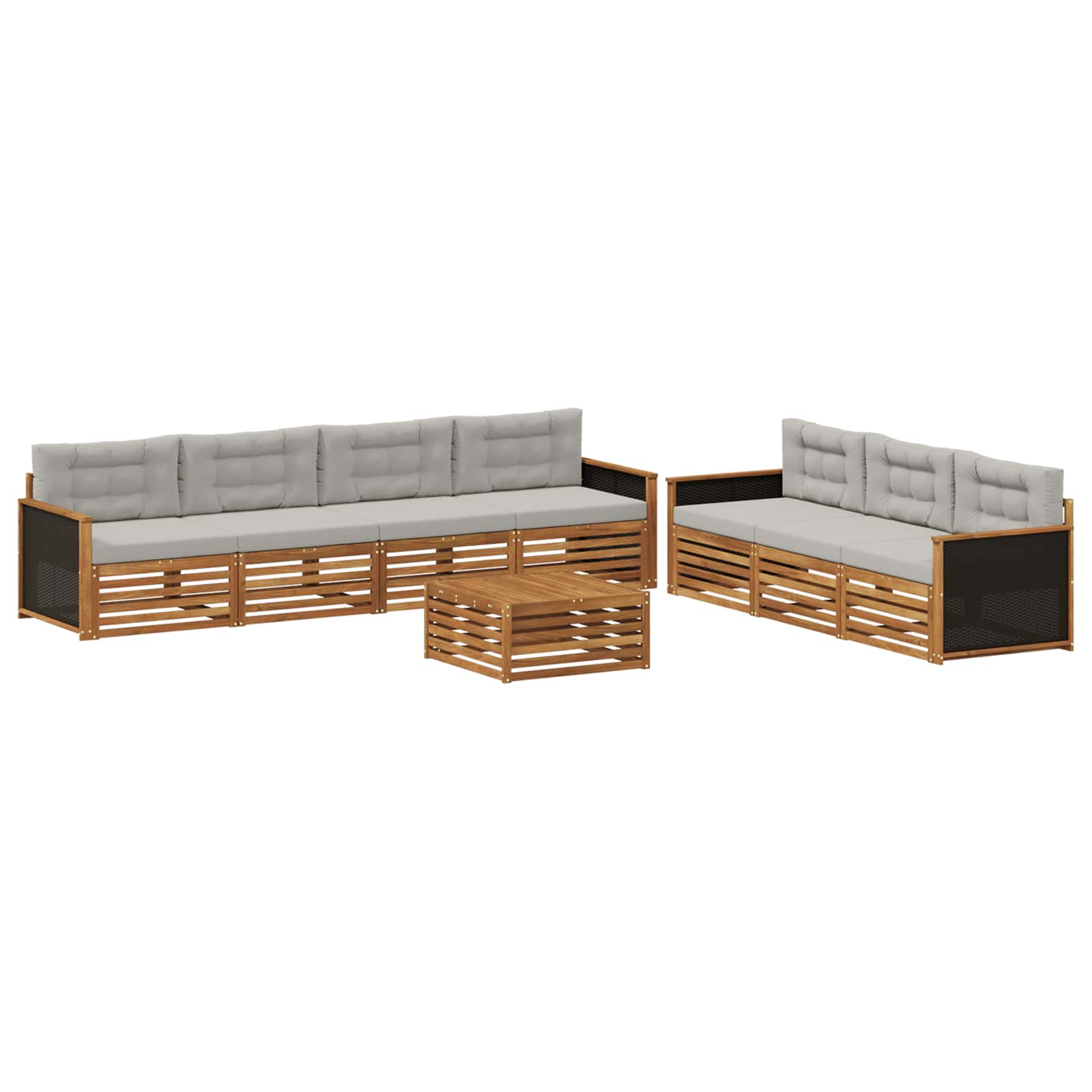 Set vanjskih sofa 8 pcs Prirodna i svjetlosiva 79 x 79 x 37 cm