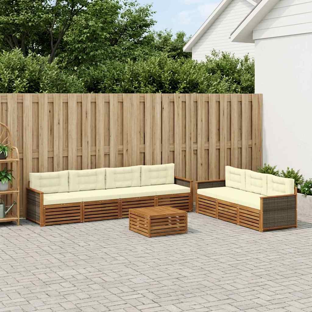 Set vanjskih sofa 8 kom. Prirodna i krem