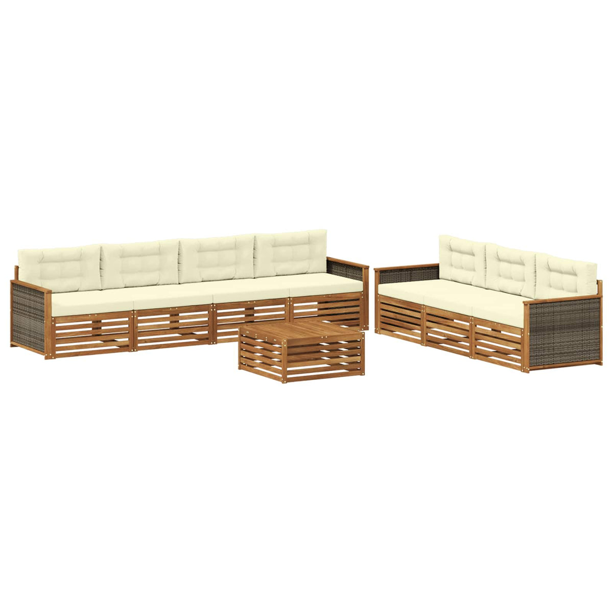 Set vanjskih sofa 8 kom. Prirodna i krem
