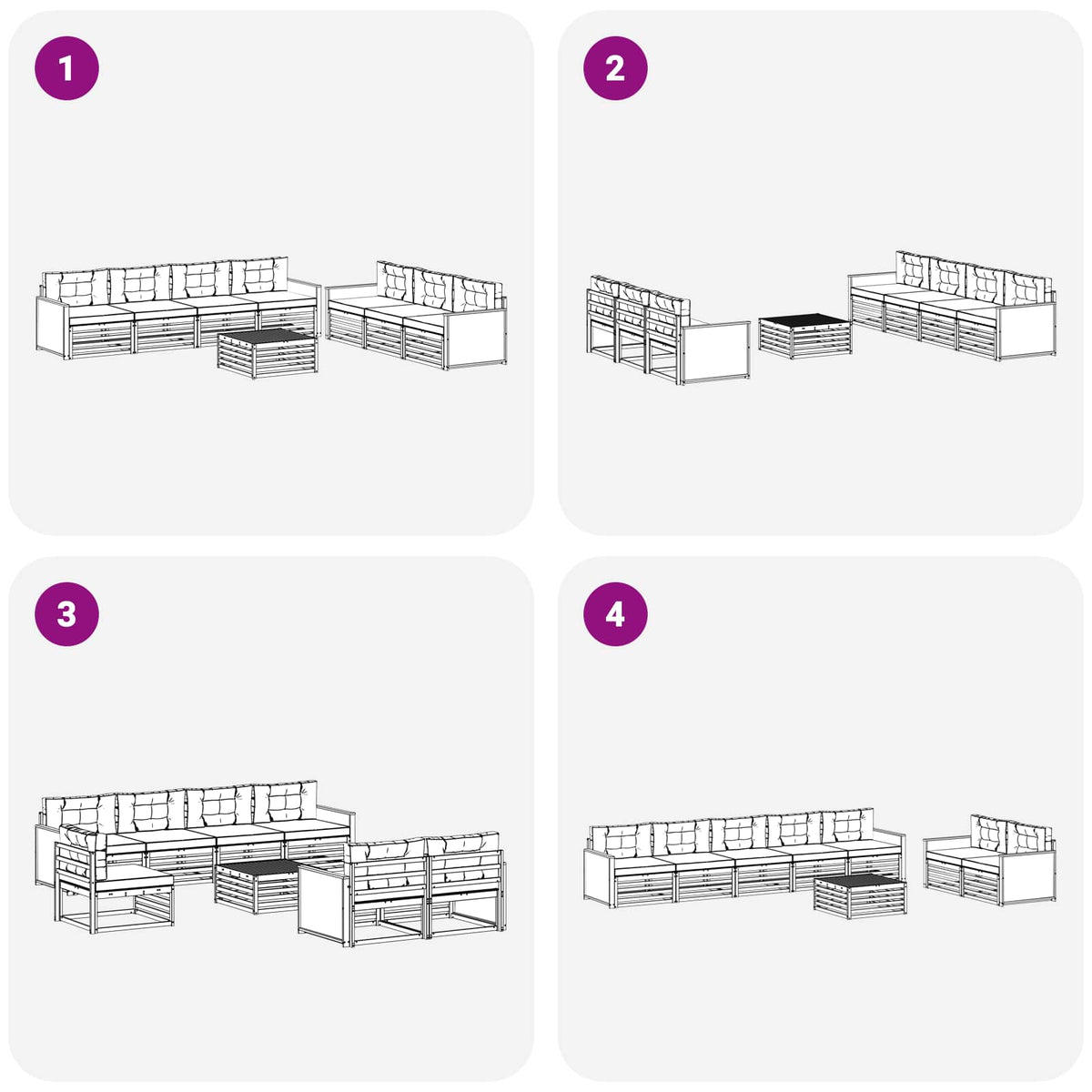 Set vanjskih sofa 8 kom. Prirodna i antracit