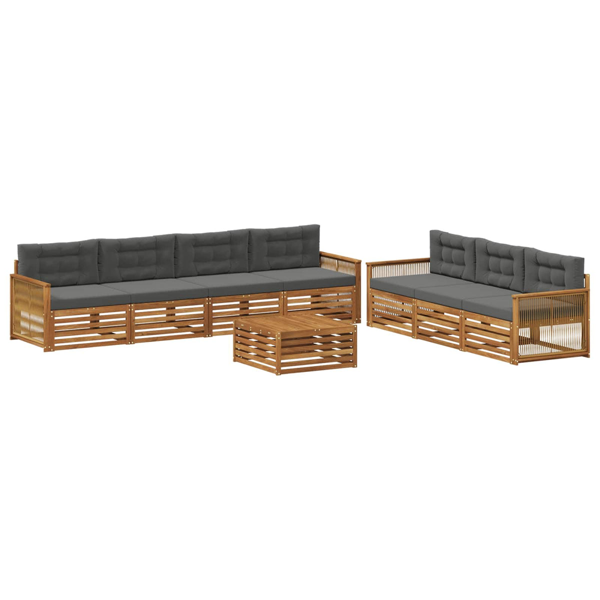 Set vanjskih sofa 8 kom. Prirodna i antracit