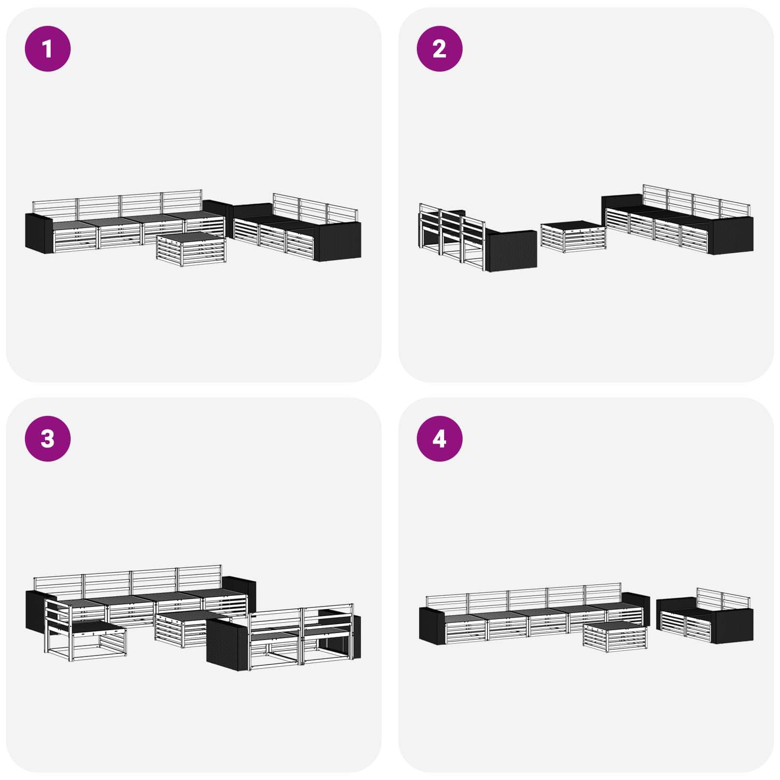 Set vanjskih sofa 8 pcs Prirodna 79 x 79 x 37 cm