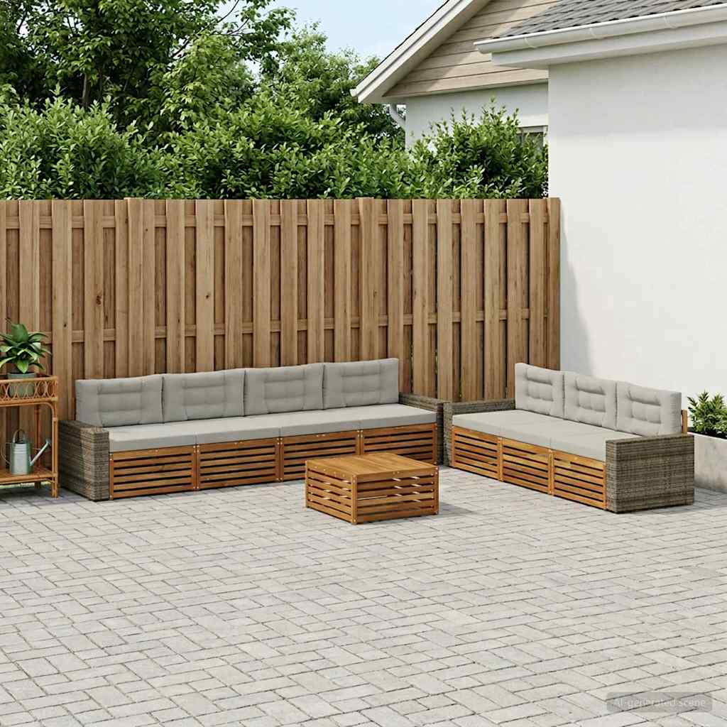 Set vanjskih sofa 8 pcs Prirodna i svjetlosiva 79 x 79 x 37 cm