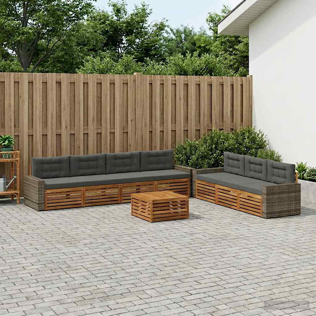 Set vanjskih sofa 8 pcs Prirodna i antracit 79 x 79 x 37 cm