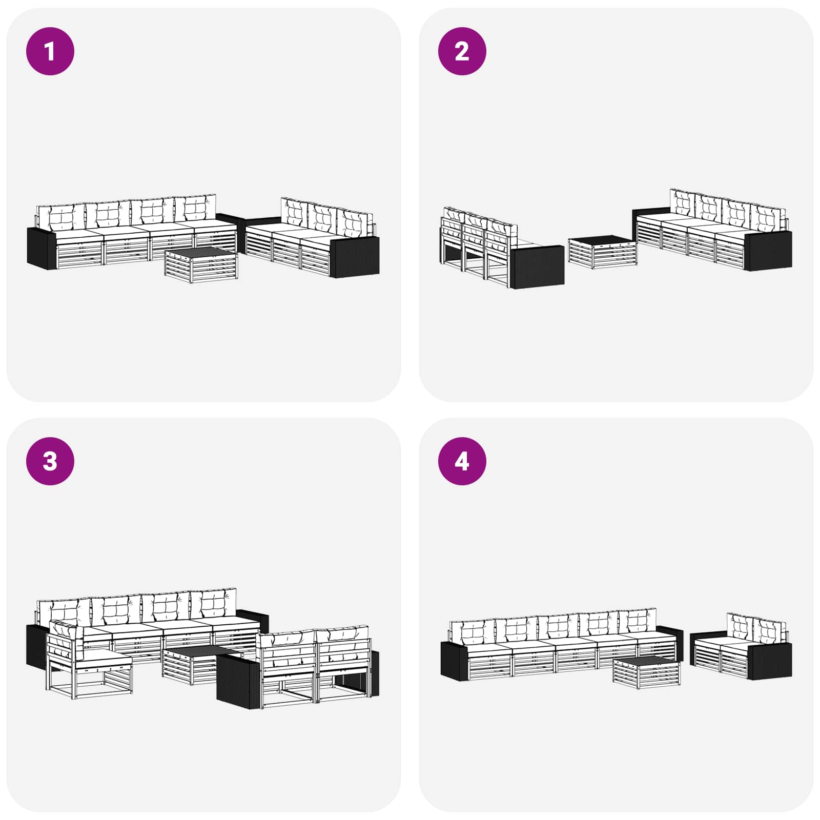 Set vanjskih sofa 8 pcs Prirodna i bež 79 x 79 x 37 cm