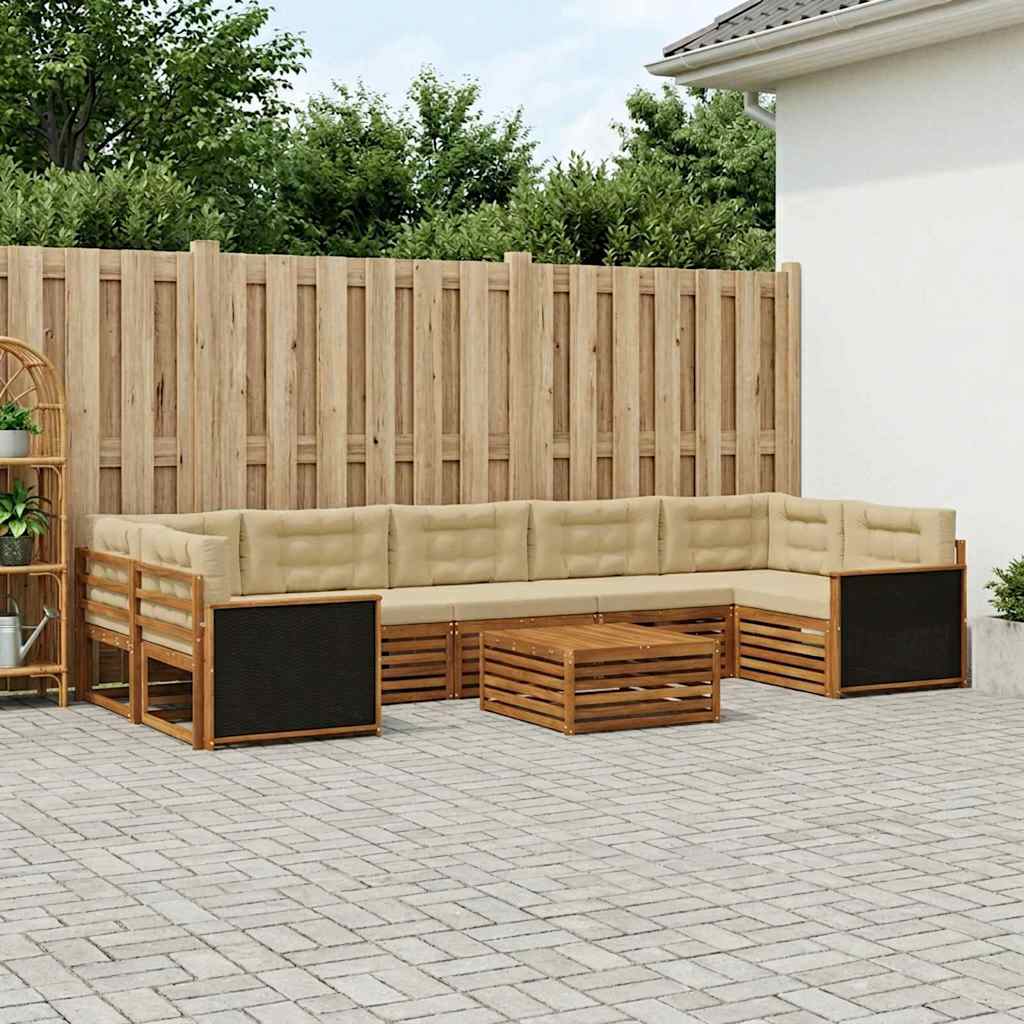 Set vanjskih sofa 8 kom. Prirodna i bež Smeđa
