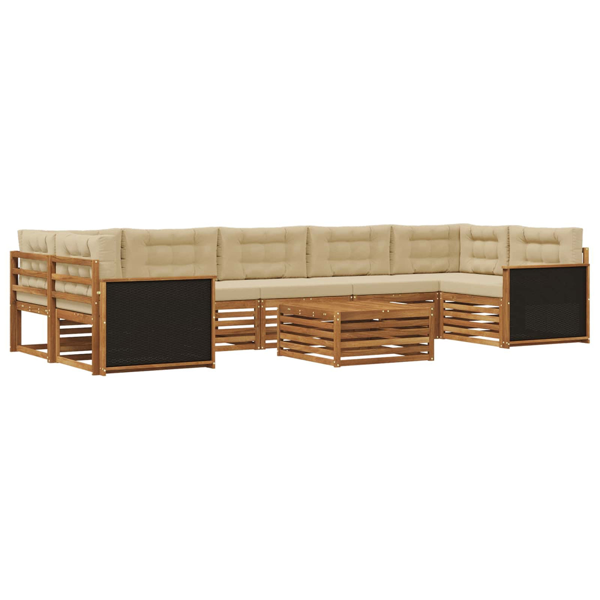 Set vanjskih sofa 8 kom. Prirodna i bež Smeđa