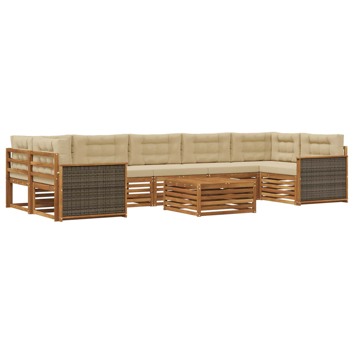 Set vanjskih sofa 8 kom. Prirodna i bež
