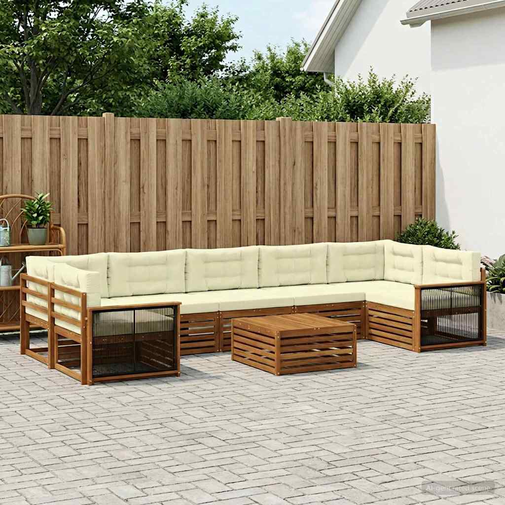 Set vanjskih sofa 8 kom. Prirodna i krem