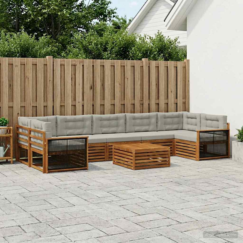 Set vanjskih sofa 8 kom. Prirodna i svjetlosiva