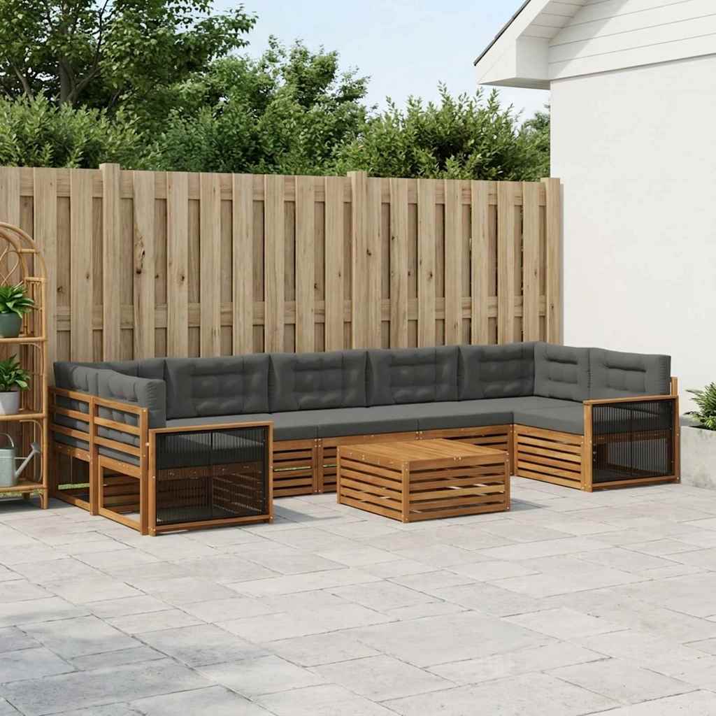 Set vanjskih sofa 8 kom. Prirodna i antracit