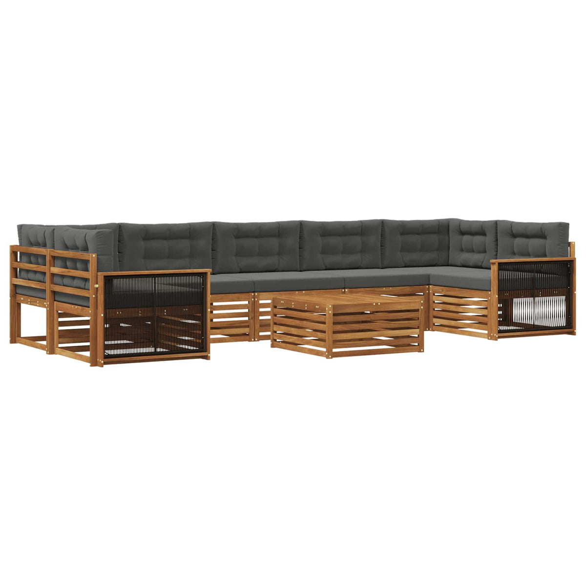 Set vanjskih sofa 8 kom. Prirodna i antracit