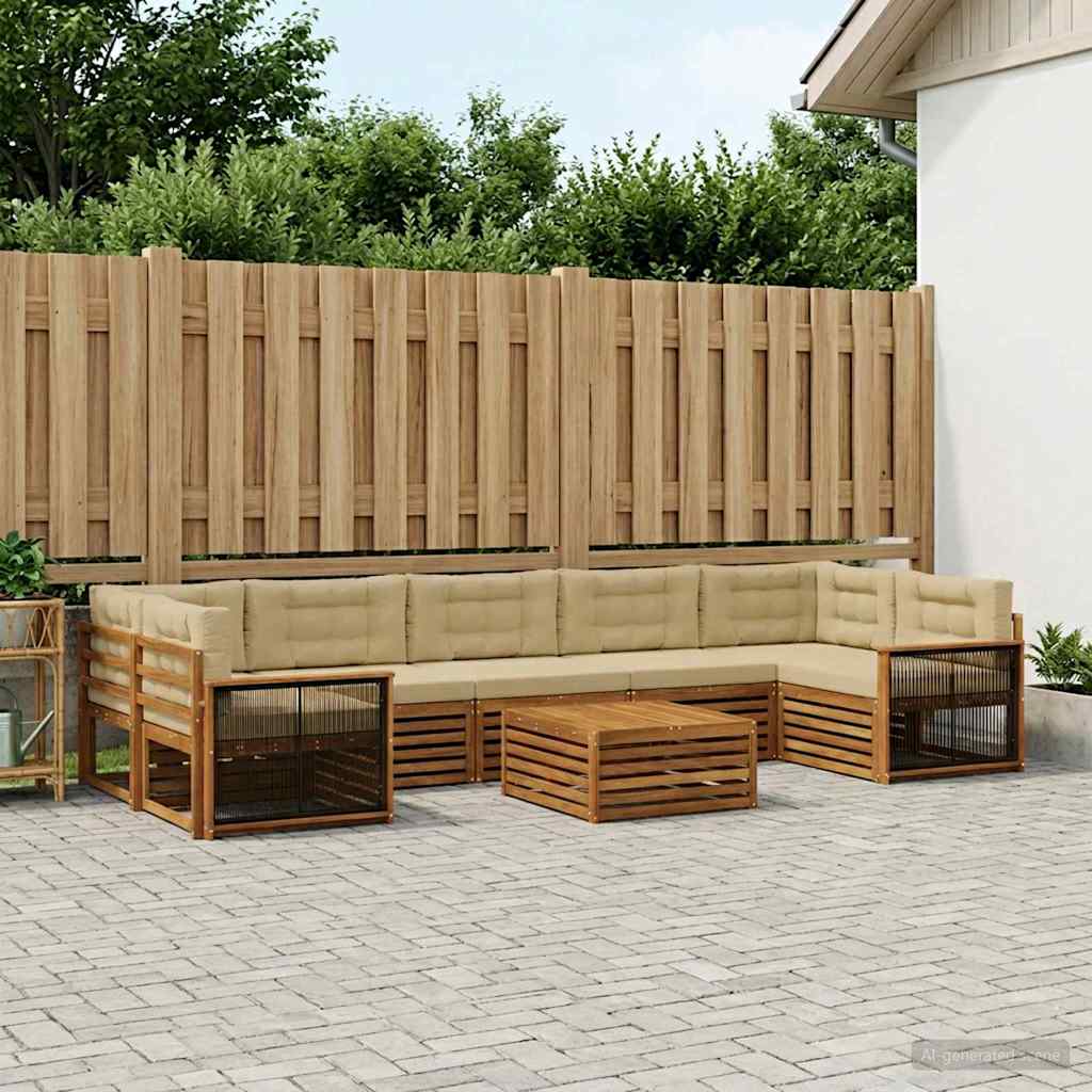 Set vanjskih sofa 8 kom. Prirodna i bež