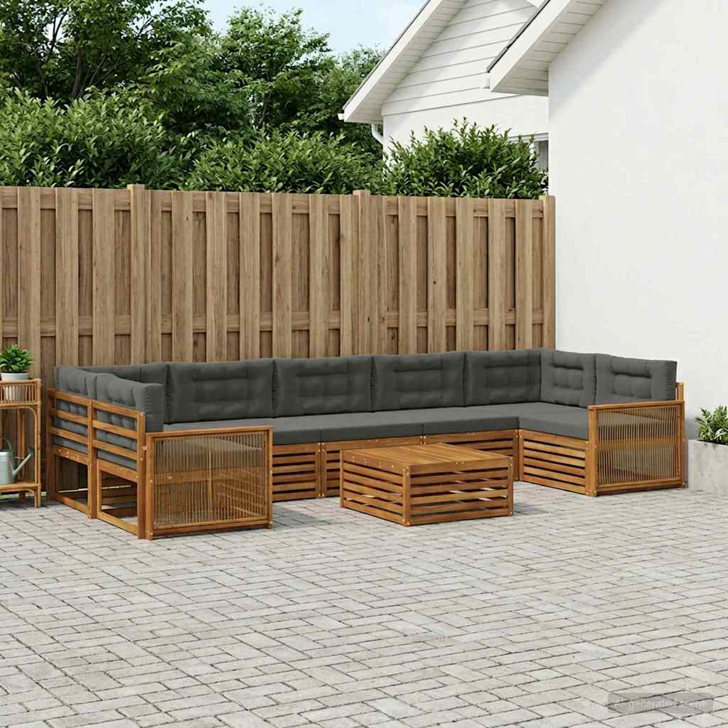 Set vanjskih sofa 8 kom. Prirodna i antracit