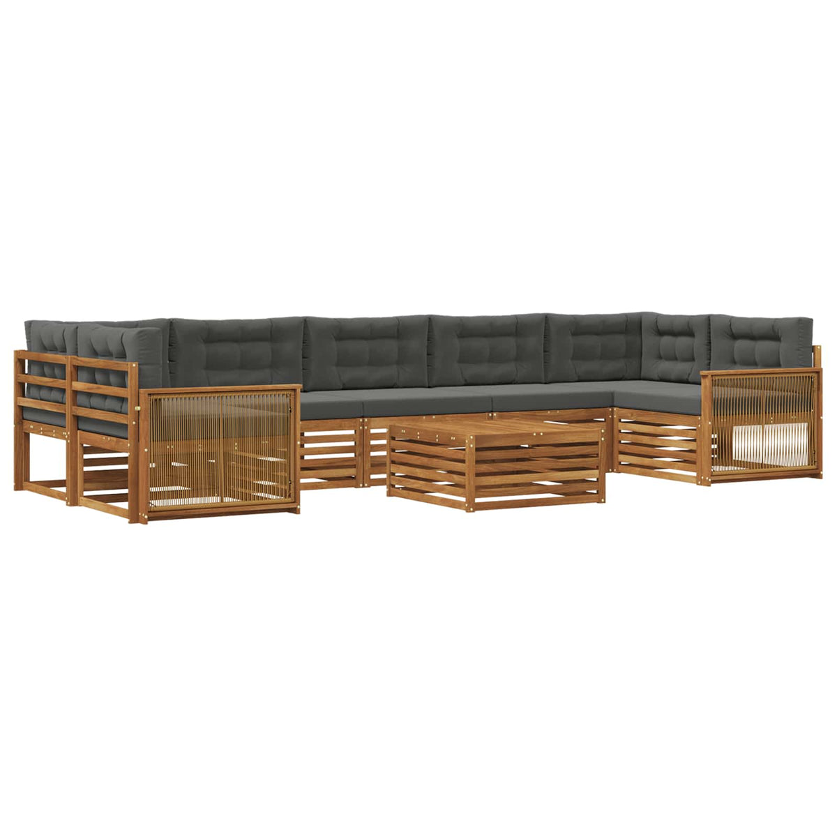 Set vanjskih sofa 8 kom. Prirodna i antracit