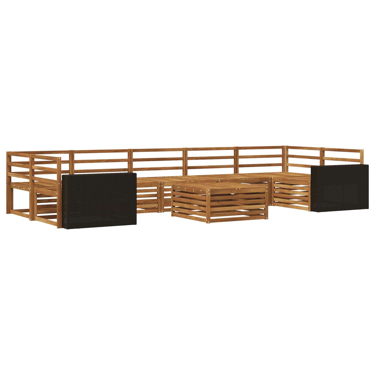 Set vanjskih sofa 8 kom. Prirodna Čvrsto drvo akacije Smeđa