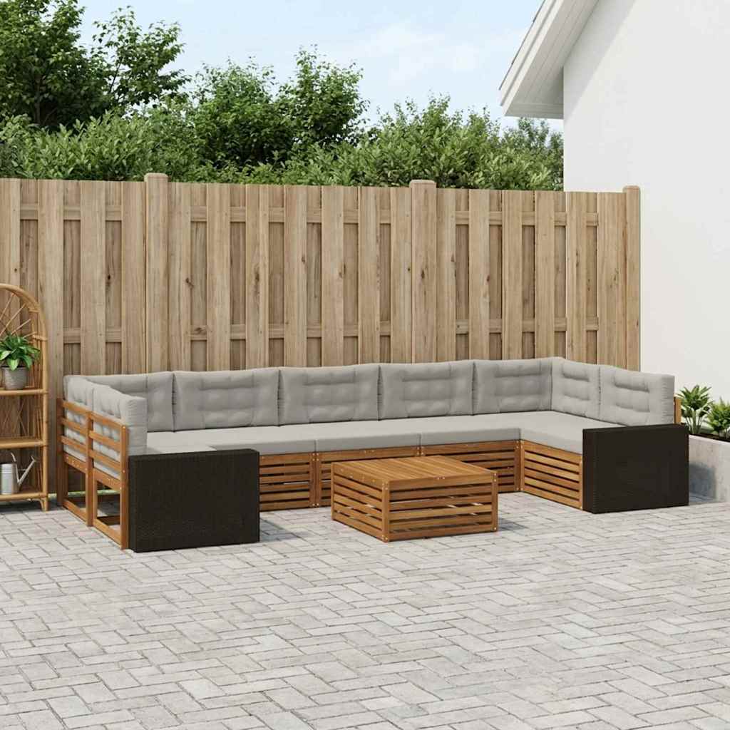 Set vanjskih sofa 8 pcs Prirodna i svjetlosiva
