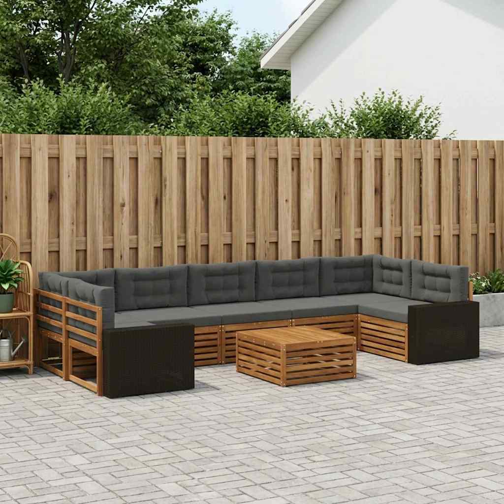 Set vanjskih sofa 8 pcs Prirodna i antracit