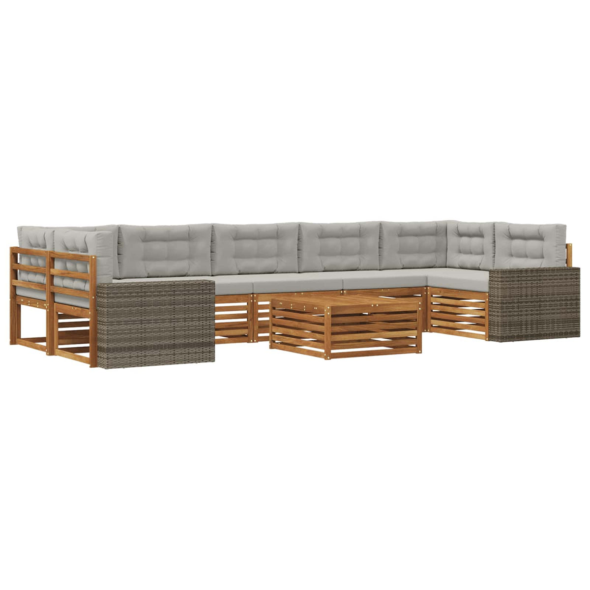 Set vanjskih sofa 8 kom. Prirodna i svjetlosiva