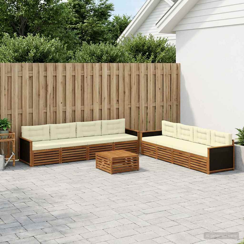 Set vanjskih sofa 9 kom. Prirodna i krem Poliester