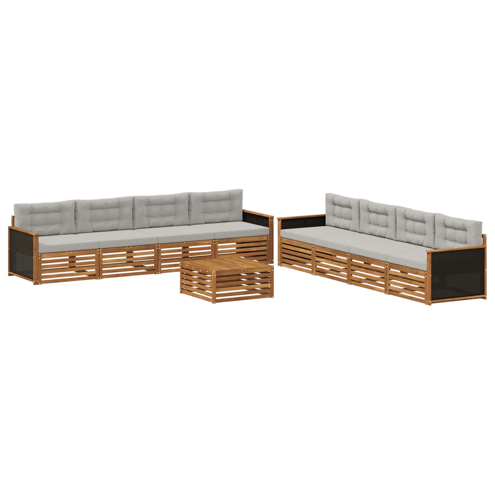 Set vanjskih sofa 9 pcs Prirodna i svjetlosiva Poliester