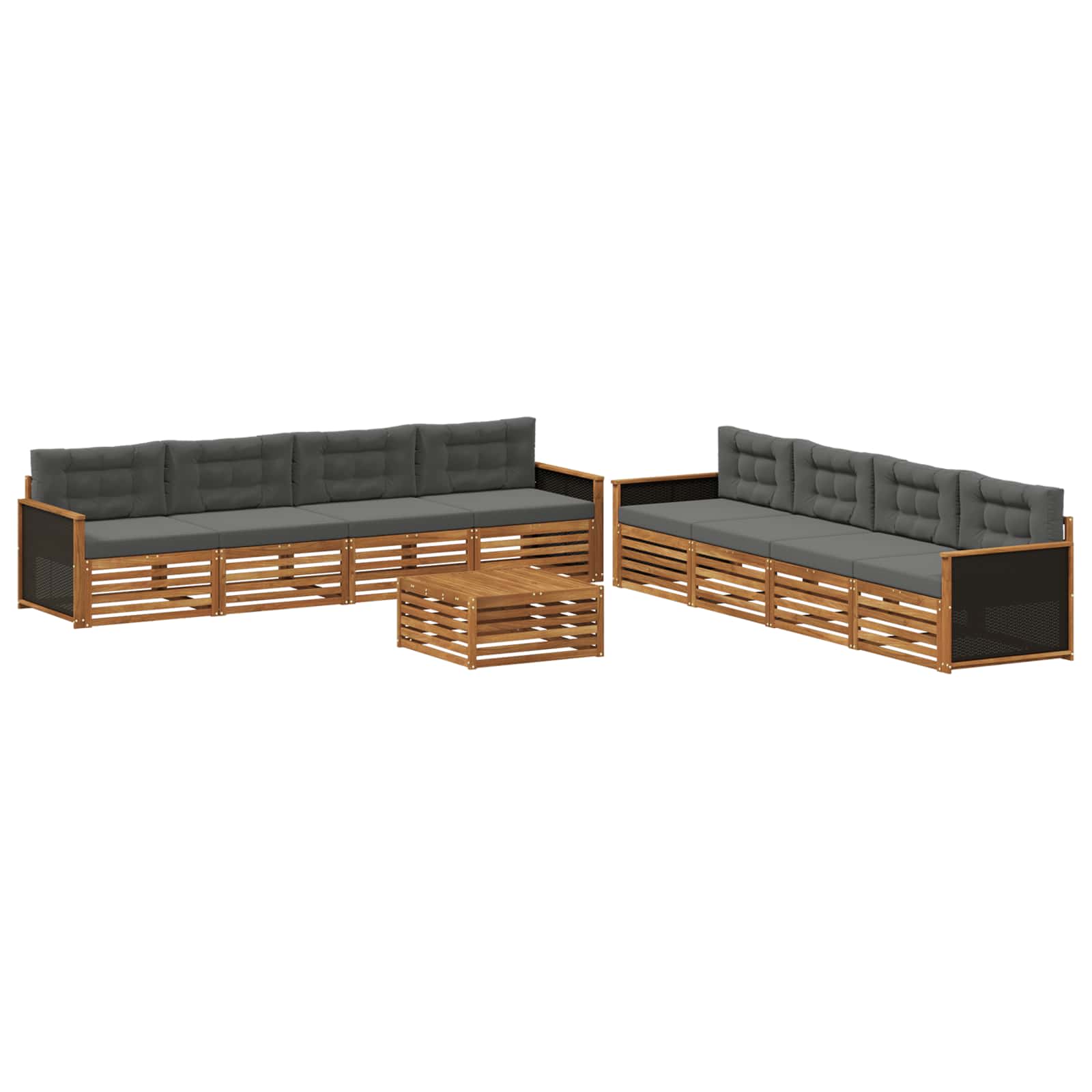 Set vanjskih sofa 9 pcs Prirodna i antracit Poliester