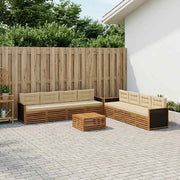 Set vanjskih sofa s jastukom 9 pcs Prirodna i bež Poliester