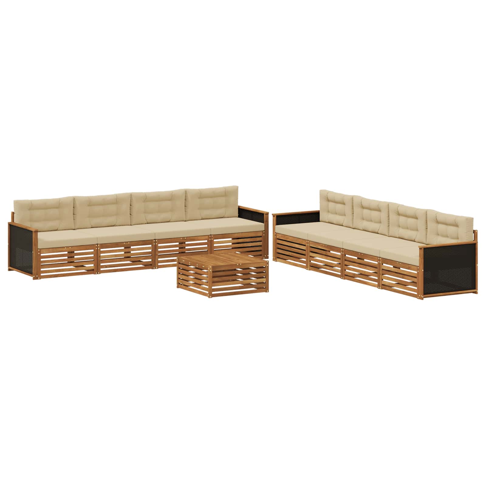 Set vanjskih sofa s jastukom 9 pcs Prirodna i bež Poliester