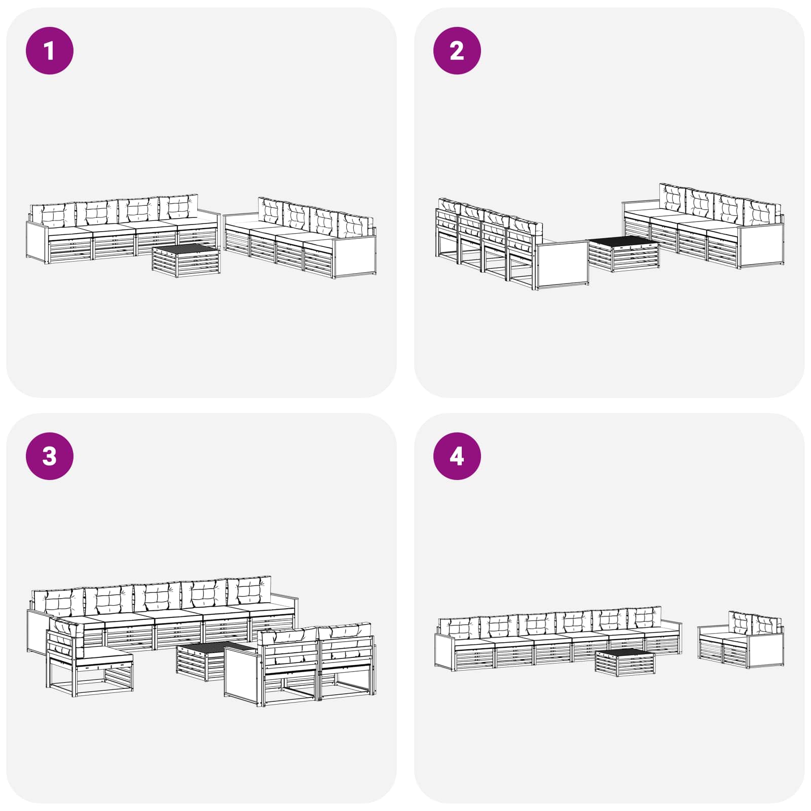 Set vanjskih sofa s jastukom 9 pcs Prirodna i bež Poliester