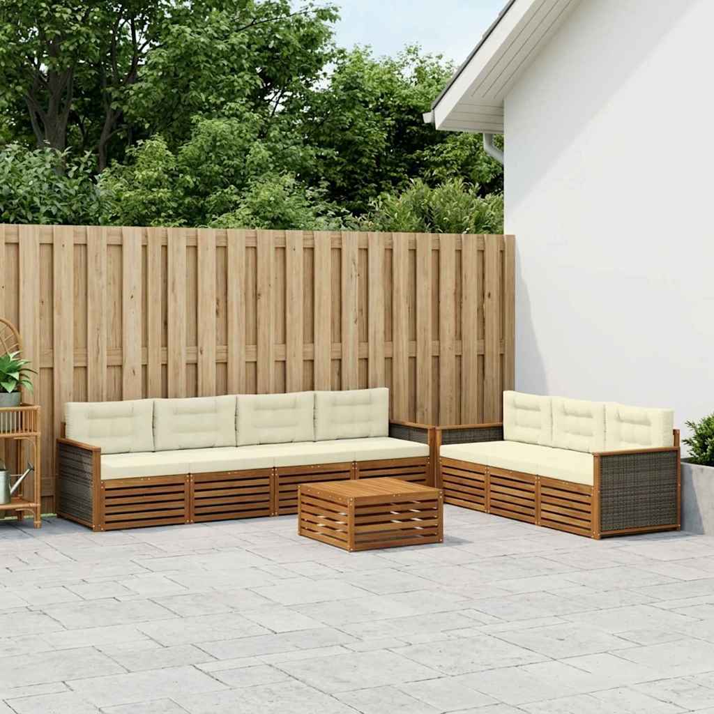 Set vanjskih sofa 9 kom. Prirodna i krem