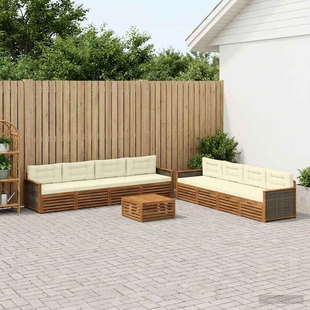 Set vanjskih sofa 9 kom. Prirodna i krem