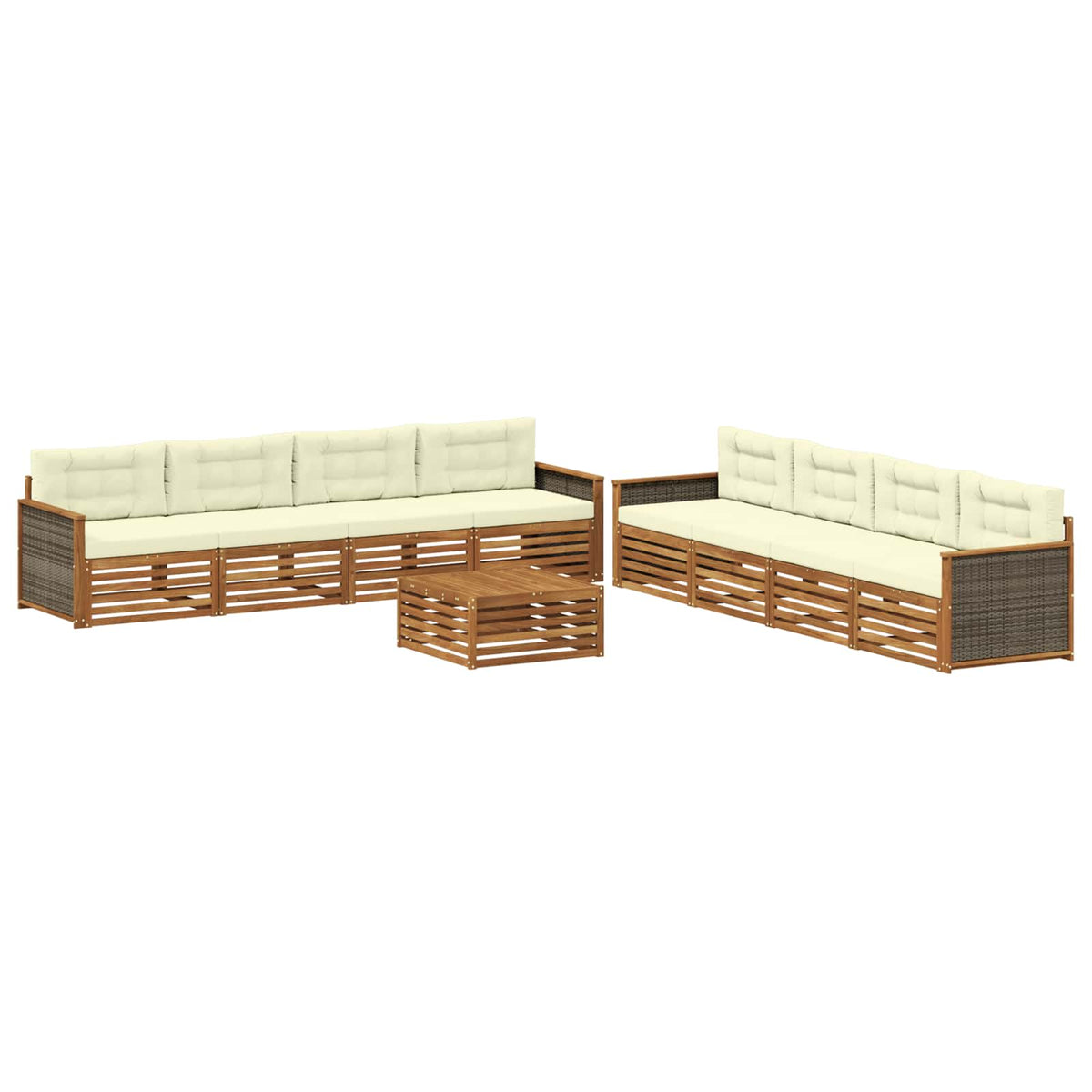 Set vanjskih sofa 9 kom. Prirodna i krem