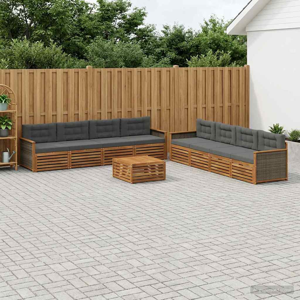 Set vanjskih sofa 9 kom. Prirodna i antracit