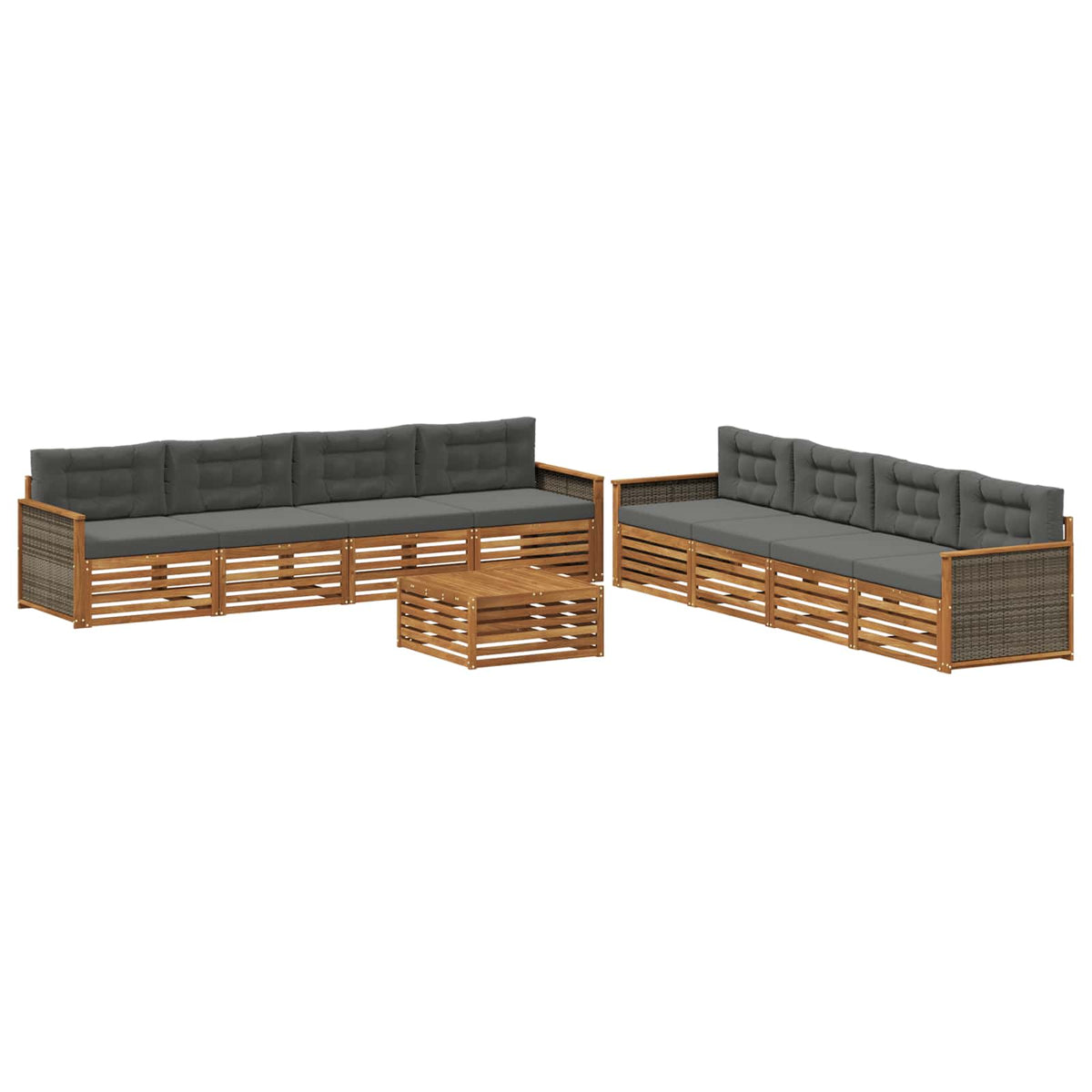 Set vanjskih sofa 9 kom. Prirodna i antracit