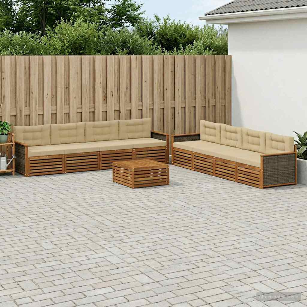 Set vanjskih sofa 9 kom. Prirodna i bež