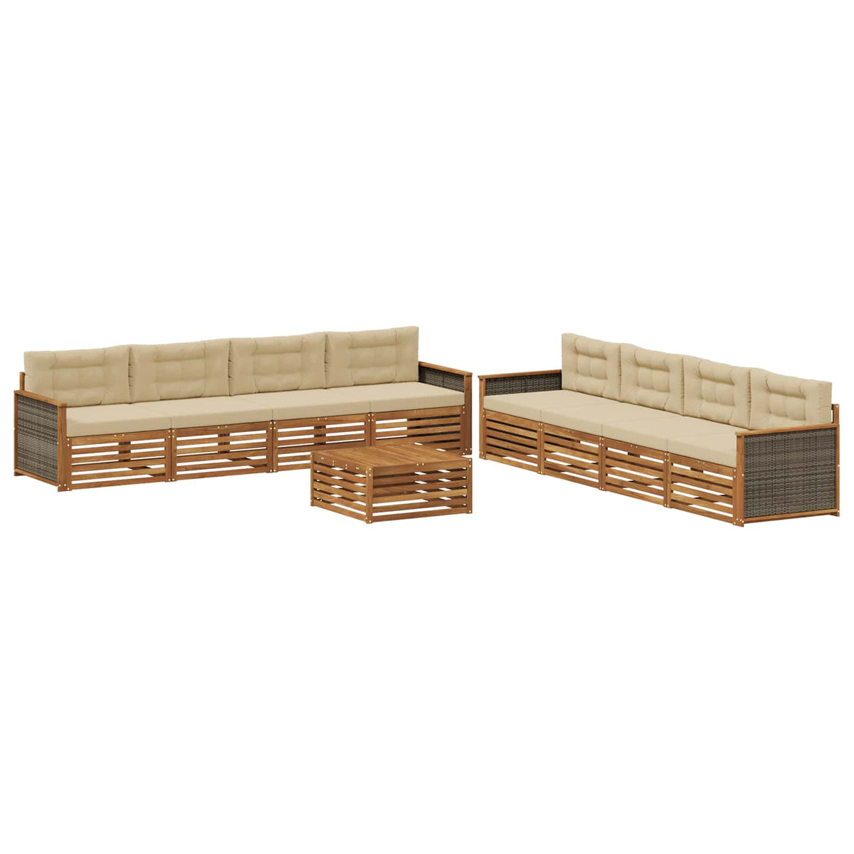 Set vanjskih sofa 9 kom. Prirodna i bež