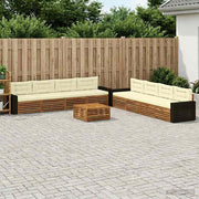 Set vanjskih sofa s jastukom 9 pcs Prirodna i krem Poliester