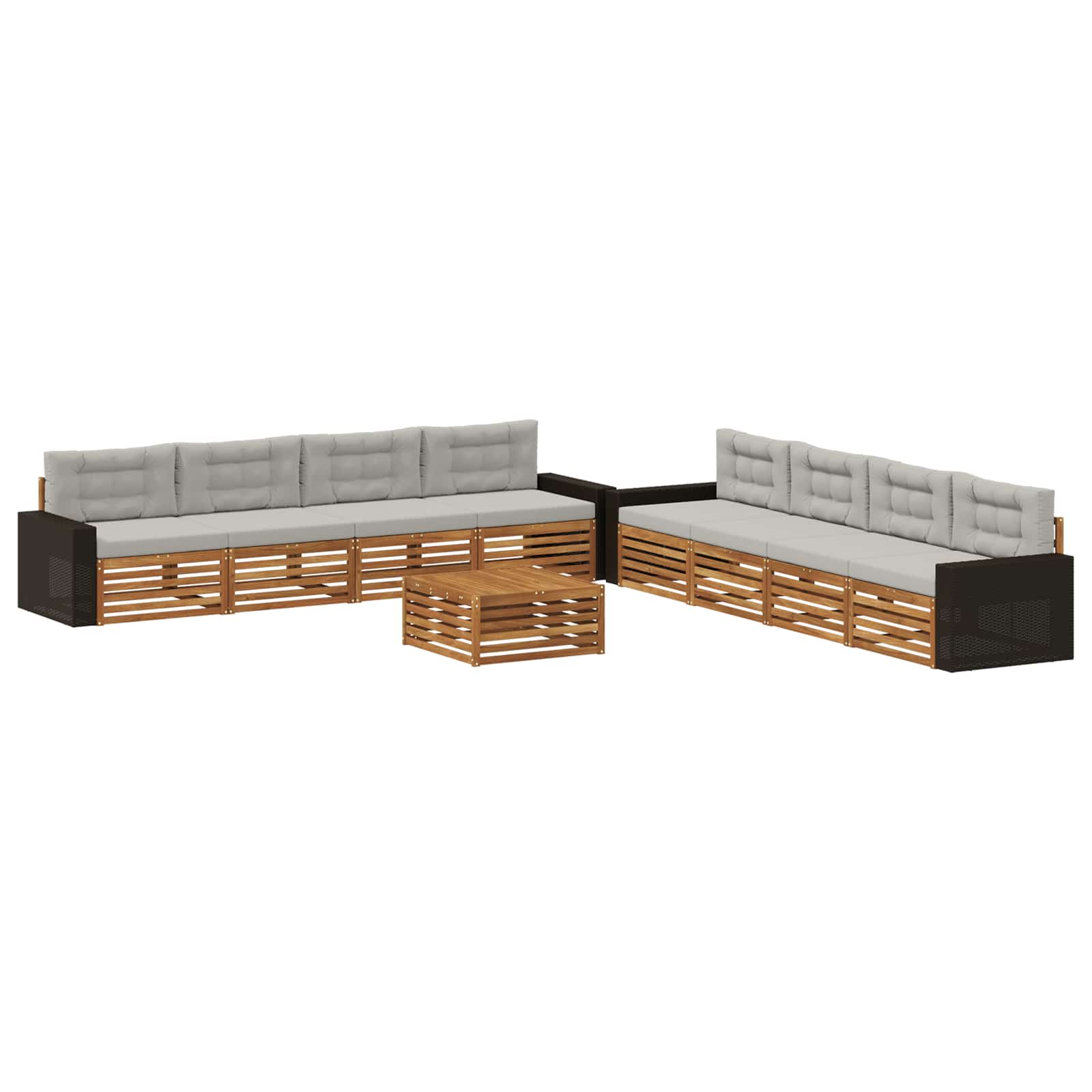 Set vanjskih sofa 9 pcs Prirodna i svjetlosiva Poliester