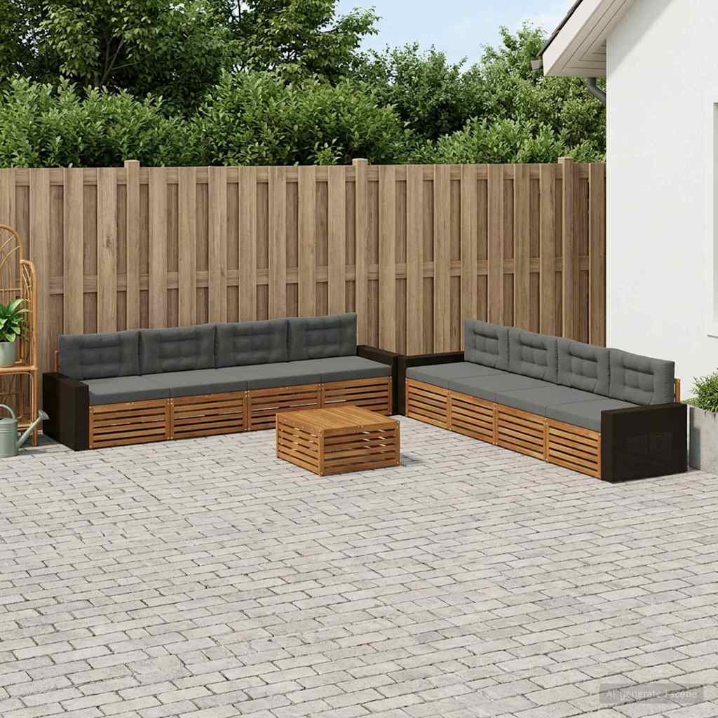 Set vanjskih sofa 9 pcs Prirodna i antracit Poliester