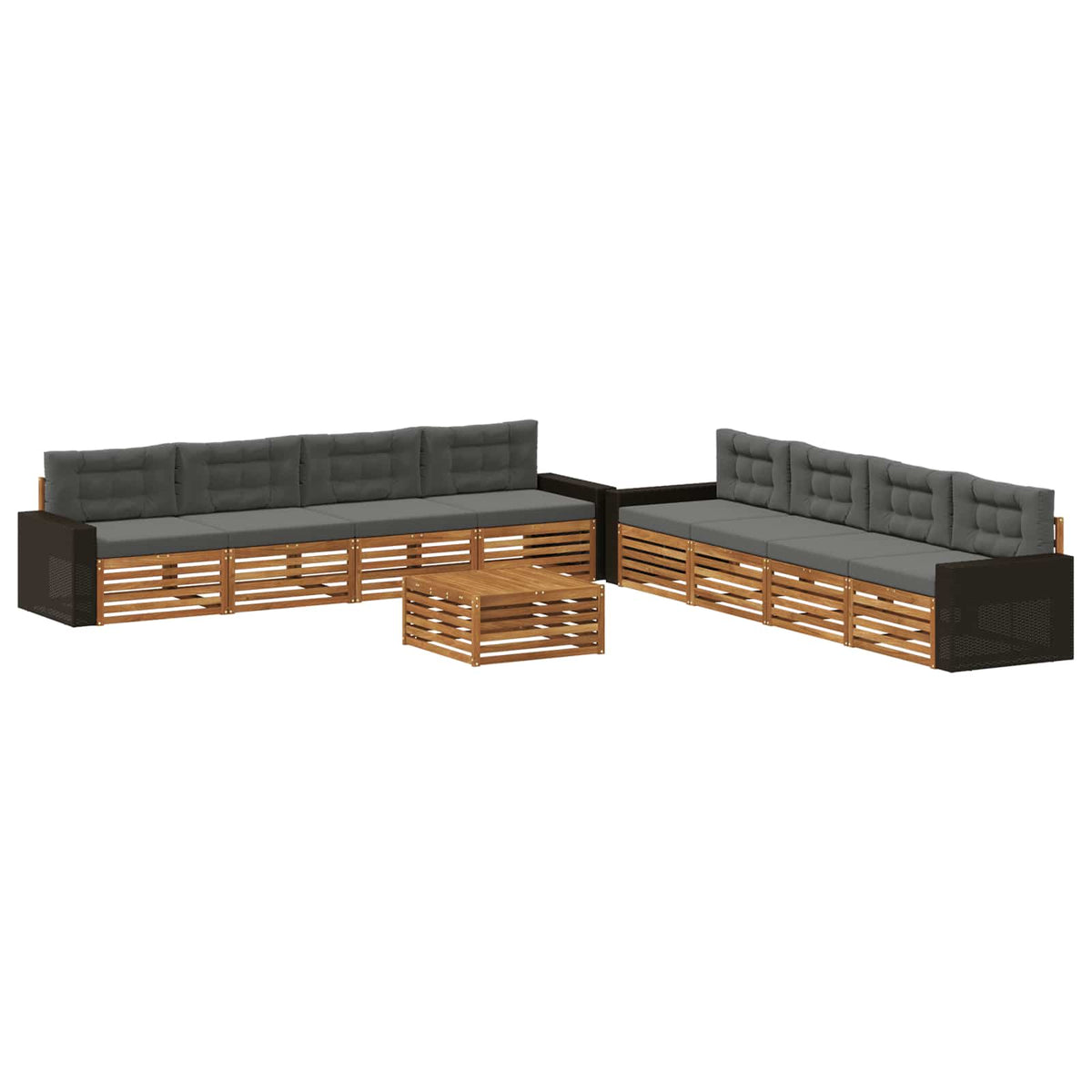 Set vanjskih sofa 9 pcs Prirodna i antracit Poliester