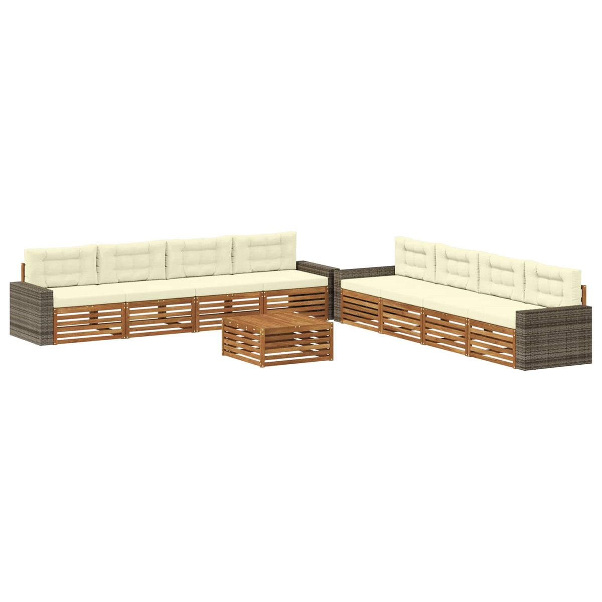 Set vanjskih sofa s jastukom 9 pcs Prirodna i krem Poliester