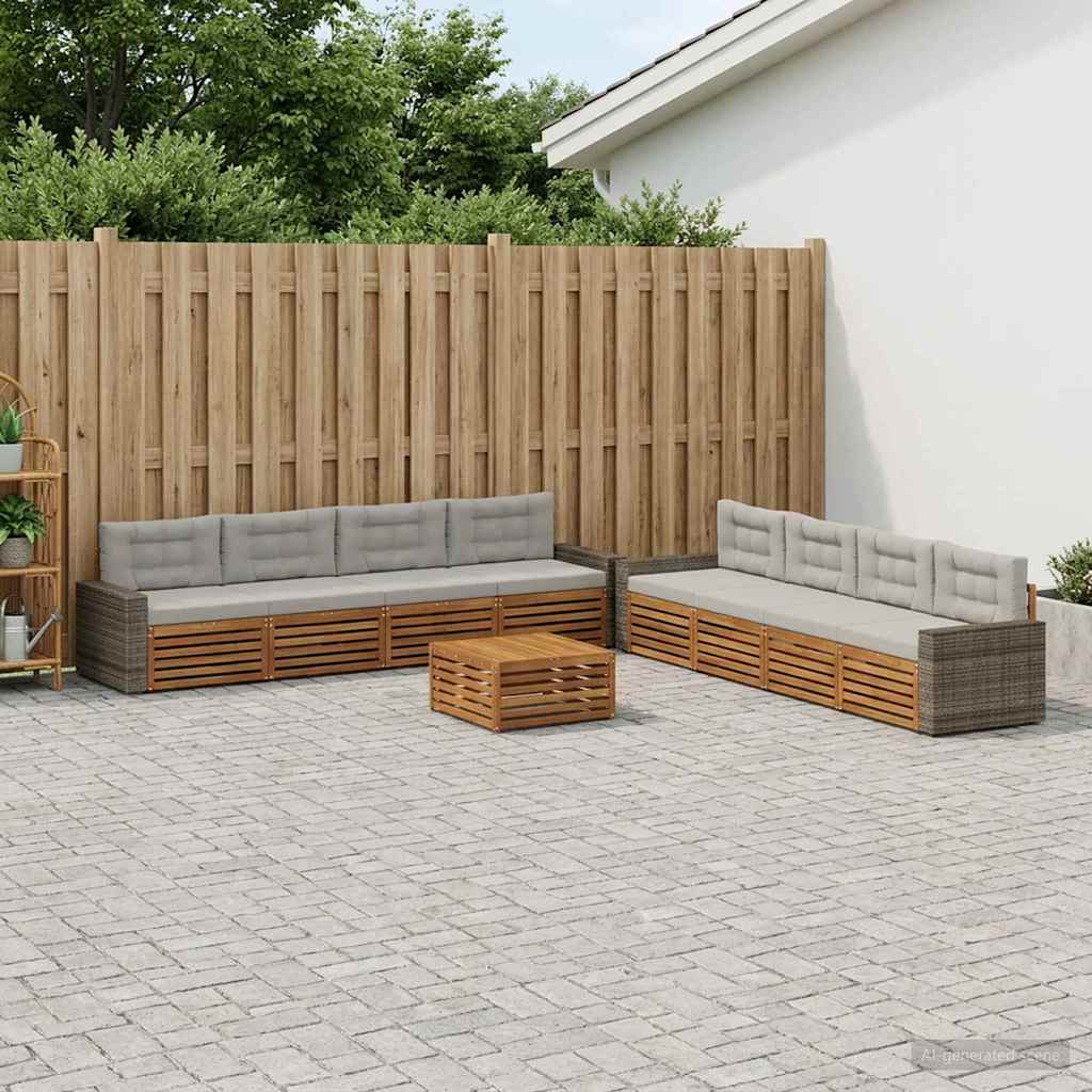 Set vanjskih sofa 9 pcs Prirodna i svjetlosiva Poliester