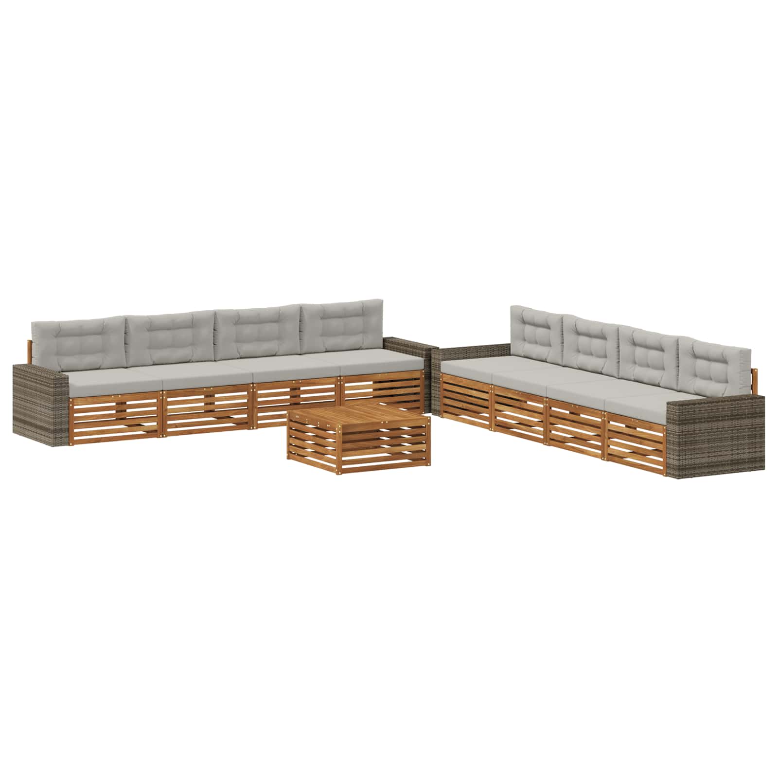Set vanjskih sofa 9 pcs Prirodna i svjetlosiva Poliester