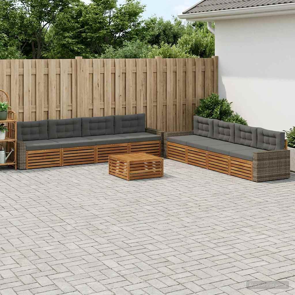 Set vanjskih sofa 9 pcs Prirodna i antracit Poliester