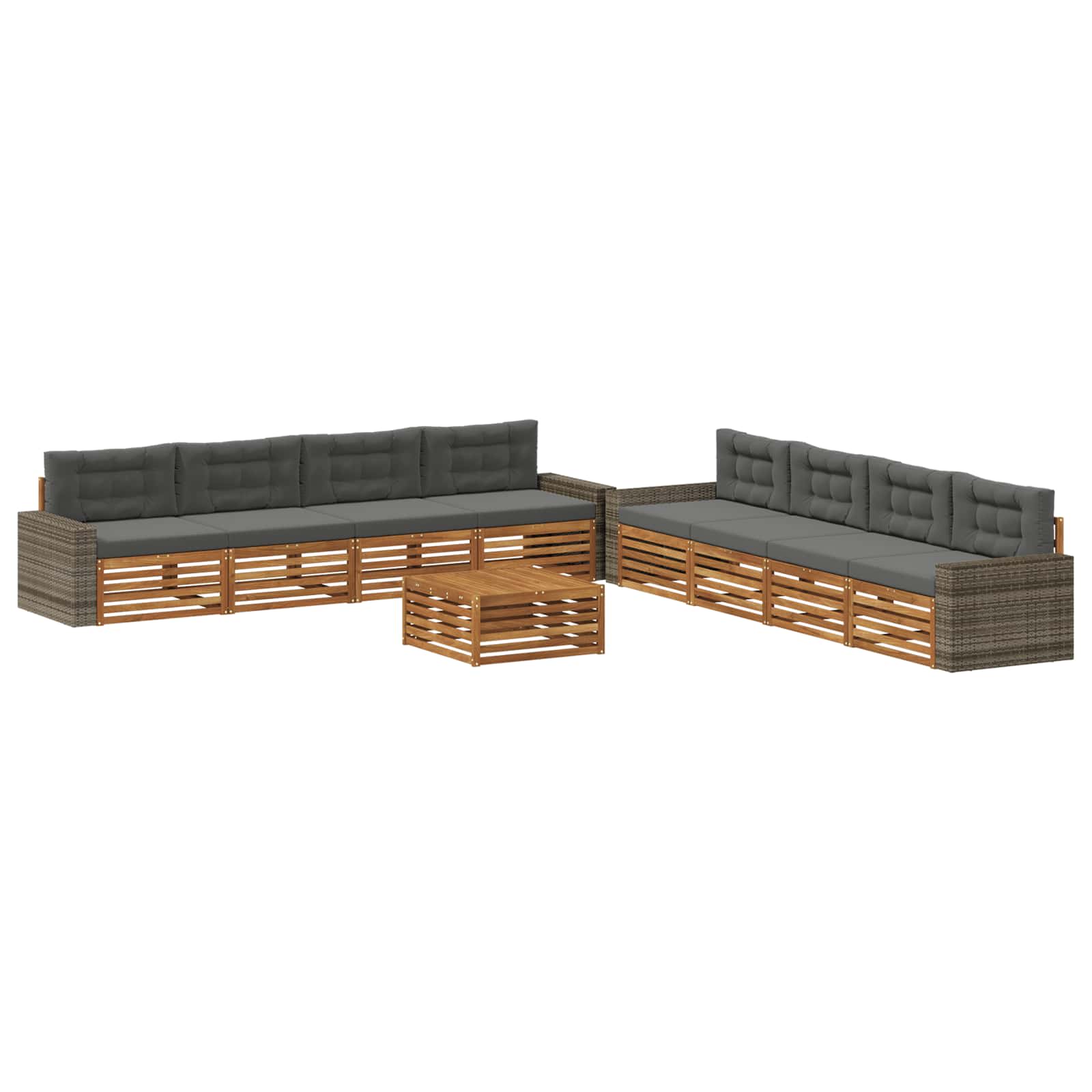 Set vanjskih sofa 9 pcs Prirodna i antracit Poliester