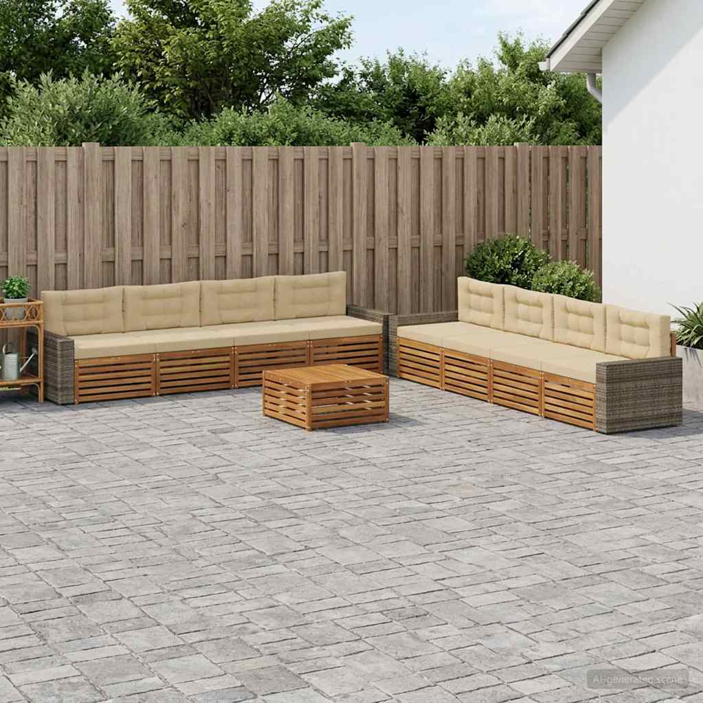 Set vanjskih sofa 9 kom. Prirodna i bež Poliester