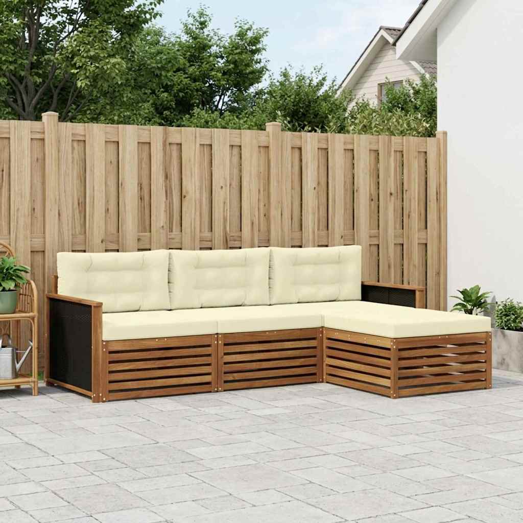 Set vanjskih sofa s jastukom 4 pcs Prirodna i krem Poliester