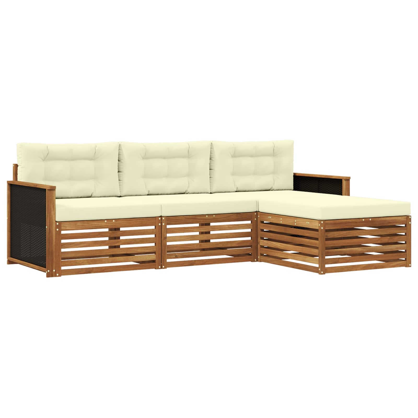 Set vanjskih sofa s jastukom 4 pcs Prirodna i krem Poliester