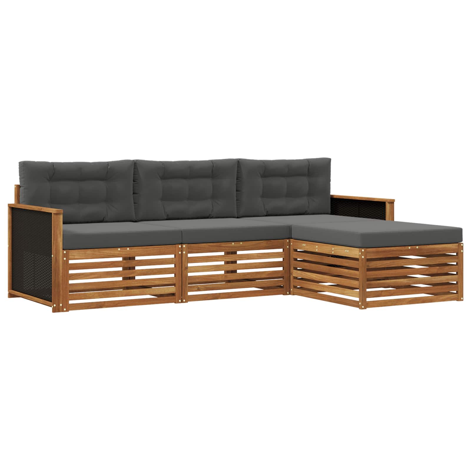 Set vanjskih sofa 4 pcs Prirodna i antracit Poliester